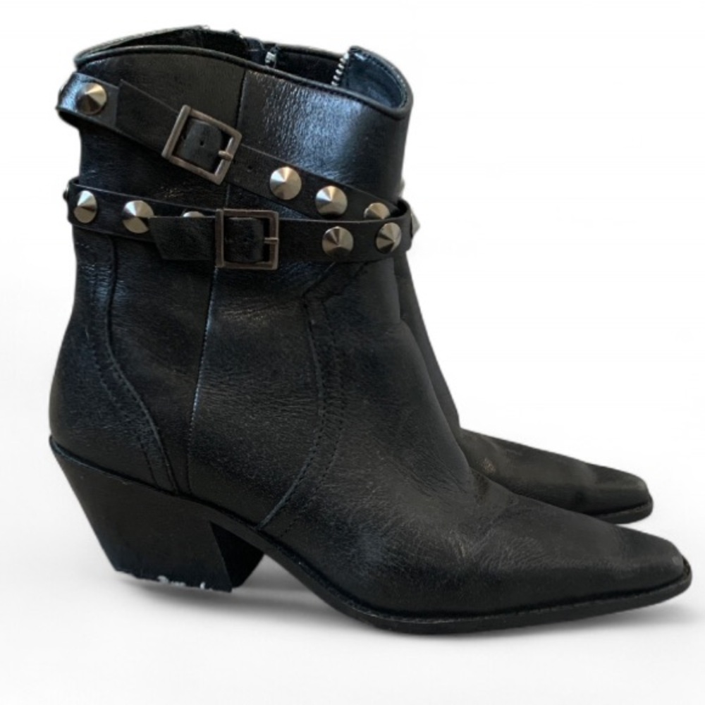 Zara Black Studded Western Boots